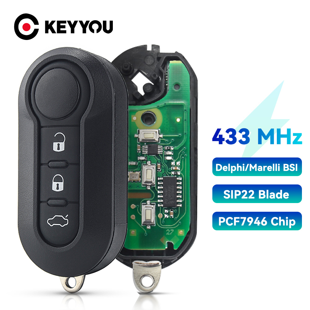 KEYYOU Kluczyk zdalnego sterowania do Fiata 500L MPV Ducato Citroen Jumper Peugeot Boxer 2008-2015 433.92Mhz ID46 3 przyciski