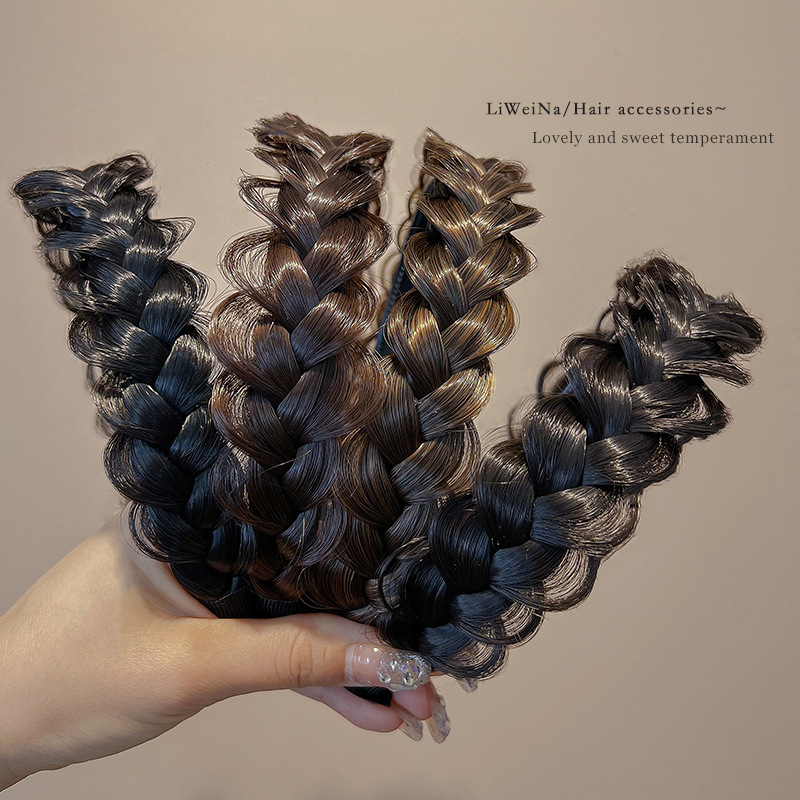 Nieuwe Luie Pruik Twist Hoofdbanden Voor Dames Brede Visgraat Vlechten Haarbanden Handgemaakte Retro Hoofd Hoepel Haar Styling Hoofddeksels Accessoires