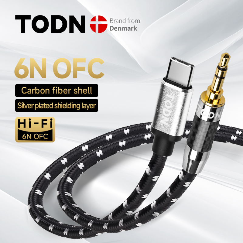 TODN typ c do 3,5 mm jack aux audio usb c dac kabel srebrny usb 32bits/384khz Odpowiedni do samochodu, xiaomi, słuchawek, głośnika