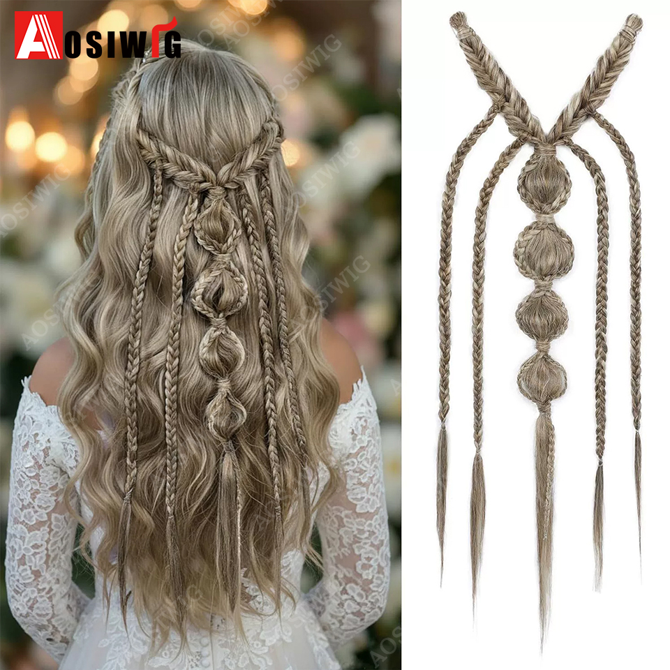 Doczepiane włosy Bohemia Clip in, 60 cm, peruka z włosów wróżki, syntetyczne, ręcznie robione, syntetyczne doczepy do włosów, dla dziewcząt.