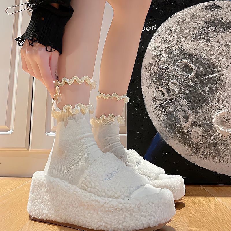 Damskie wiosenne letnie skarpetki koronkowe skarpetki dziewczęce kokardki w połowie rurki miękkie cienkie nowe skarpety Lolita oddychające antybakteryjne skarpety z czesanej bawełny