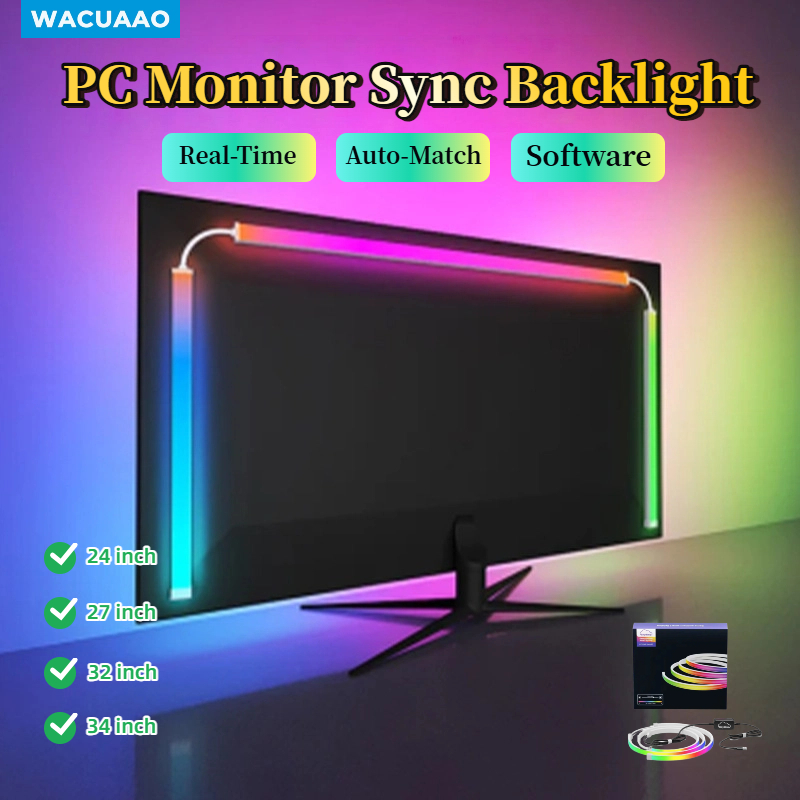 Погружной RGB экран компьютера, синхронизация, световая полоса, USB 5 В Dream Color, подсветка для ПК, звукосниматель света для игровой комнаты