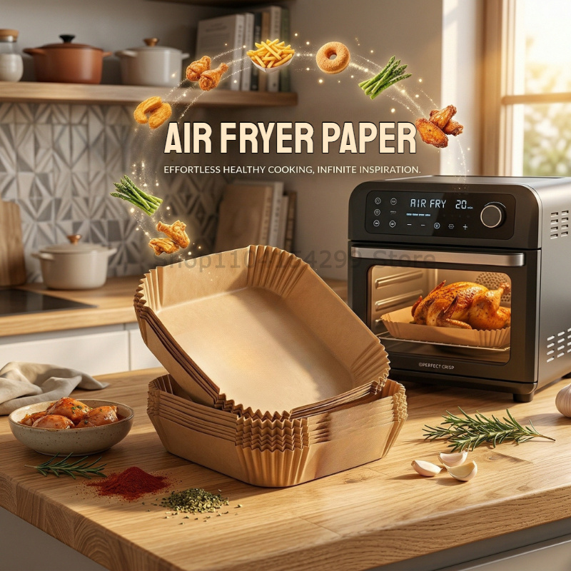 Antihaftbeschichtetes Backpapier für Heißluftfritteusen, Antihaft-Backpapiere für Heißluftfritteusen, Backpapiereinlagen, Küchenzubehör, Backpapiereinlagen für gesundes Kochen und Braten, Zubehör für Heißluftfritteusen zum Backen und für Mikrowellenöfen, 