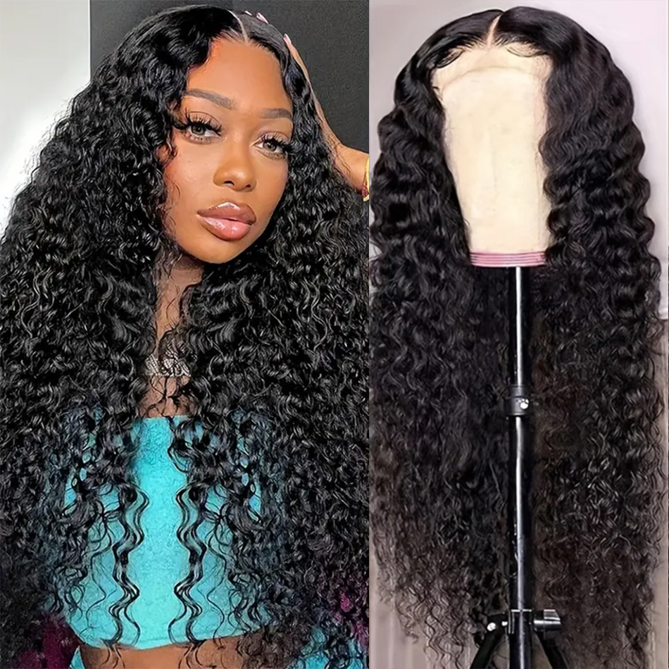 Transparente Lace Front Water Wave Wig, perucas de cabelo humano, pré-arrancado, brasileiro, molhado e ondulado, 13x6, 13x4, 34"