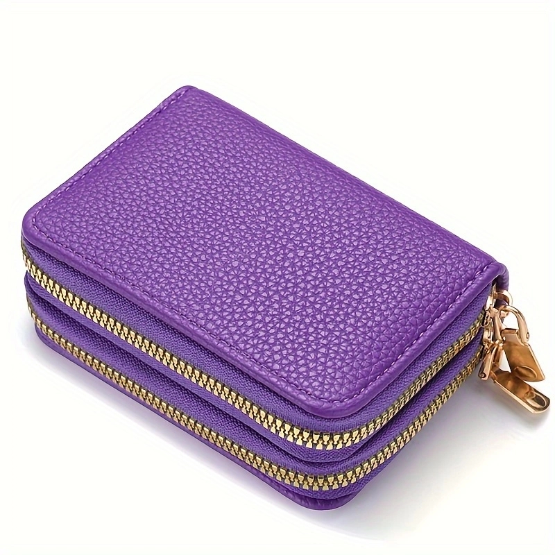 Dames korte portemonnee Lychee print kaarthouder PU lederen bank creditcard ID-kaarthouder rits muntzak