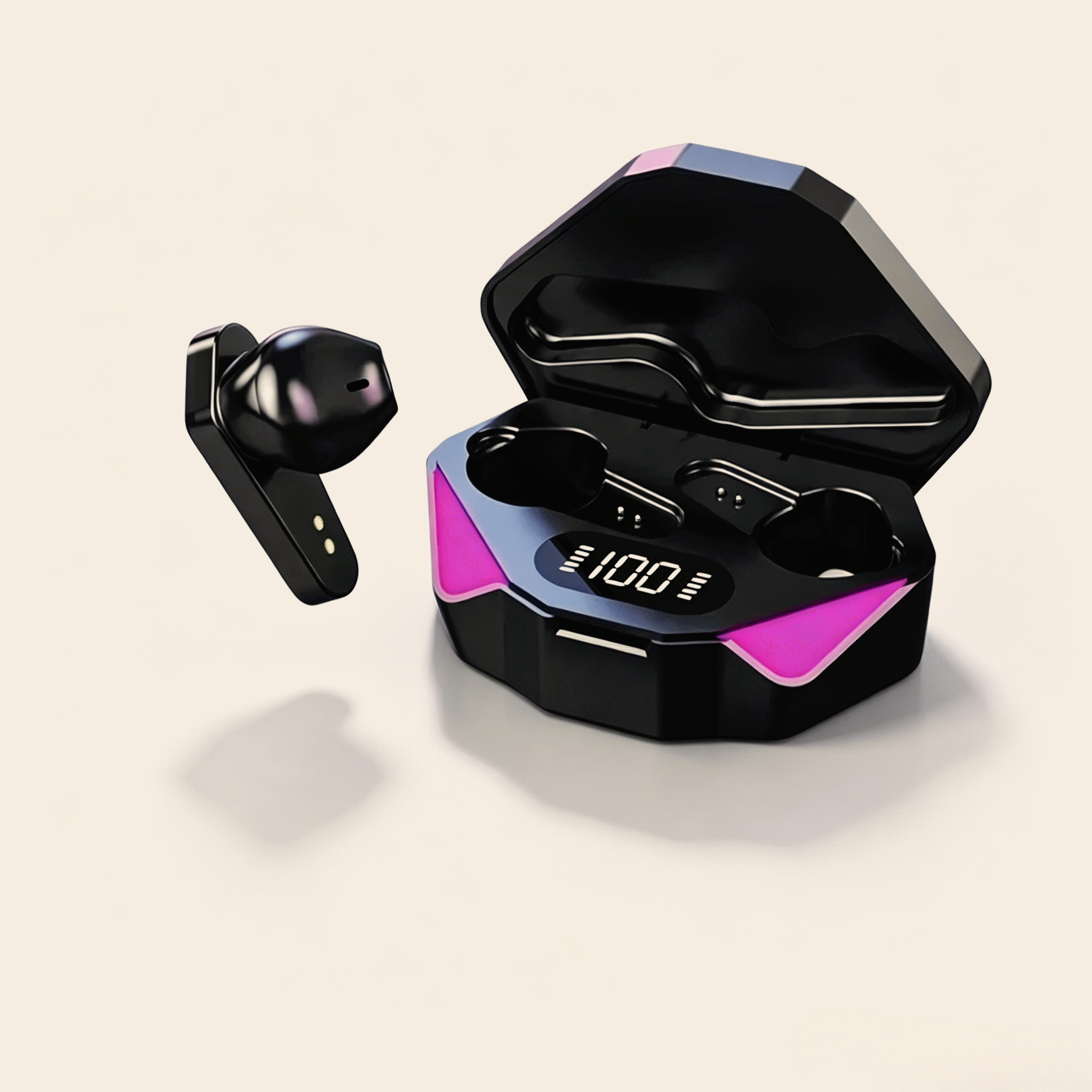 Auriculares Bluetooth TWS para Juegos, Baja Latencia, Inalámbricos, Intraaurales, con Micrófono Incorporado, Luces Indicadoras LED