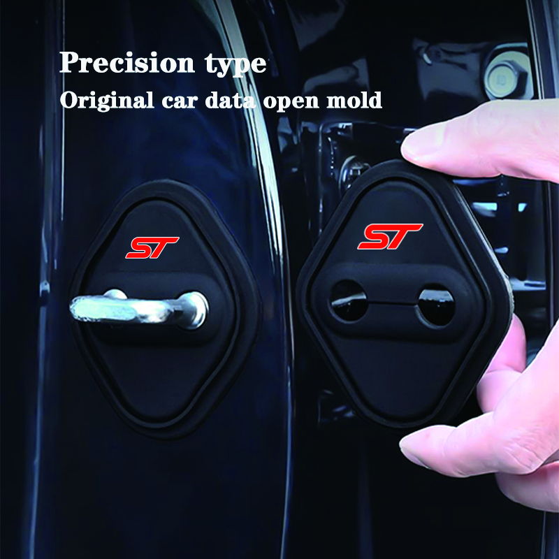 Cojín de amortiguación silencioso para puerta de coche, cubierta protectora de silicona con hebilla de bloqueo, para Ford ST, Fiesta, Shelby, Edge, Kuga, Mustang, 2 piezas
