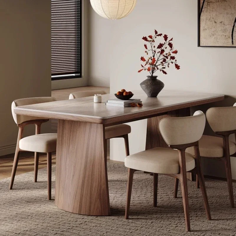 140cm 160cm 180cm  Modern Luxury Simple Light Solid Wood Slate Dining Table Dining Room Chairs Rectangular Tables Set Furniture