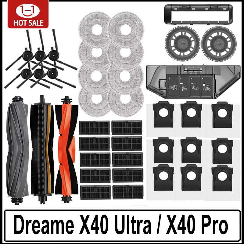 Dreame X40 Ultra / X40 Pro / L40 Ultra ロボット掃除機交換部品 メインサイドブラシ モップクロス HEPAフィルター ダストバッグ アクセサリー