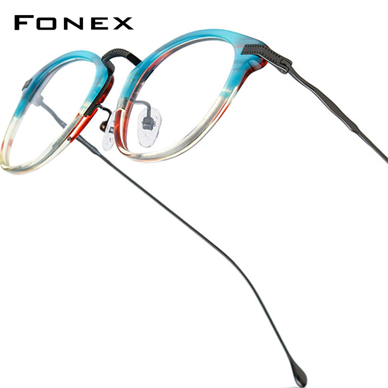 FONEX ацетатная титановая оправа для очков, мужские брендовые дизайнерские ретро квадратные очки, женские очки, винтажные японские очки 85845