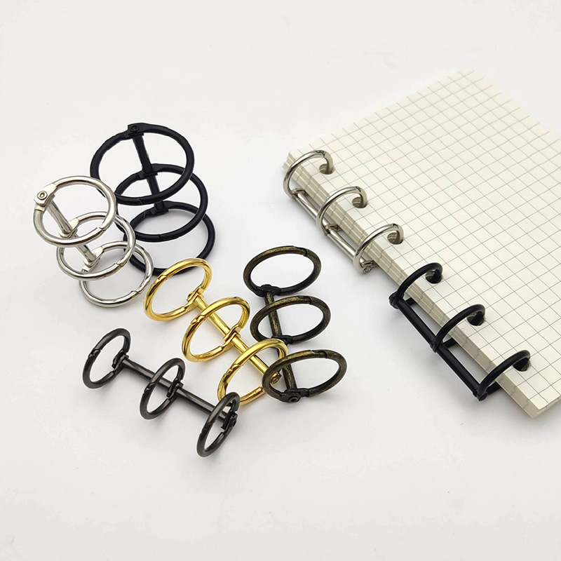 Clips de reliure à 3 anneaux en métal, 15/20/25/30mm, feuilles mobiles, pour carnet de notes, reliure circulaire en spirale, bricolage, calendrier, Album, fournitures scolaires et de bureau