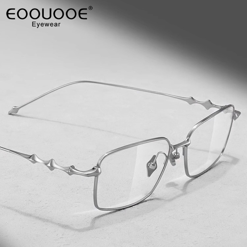 Gafas cuadradas con montura de titanio para hombre, gafas con diseño de estrella, graduadas para miopía, ópticas antireflejos progresivas
