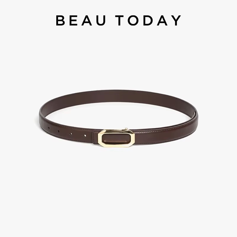 BEAUTODAY Casual Riemen Vrouwen Echt Koe Leer Metalen Vierkante Gesp Luxe Tailleband Vrouwelijke Accessoires Handgemaakte 91112