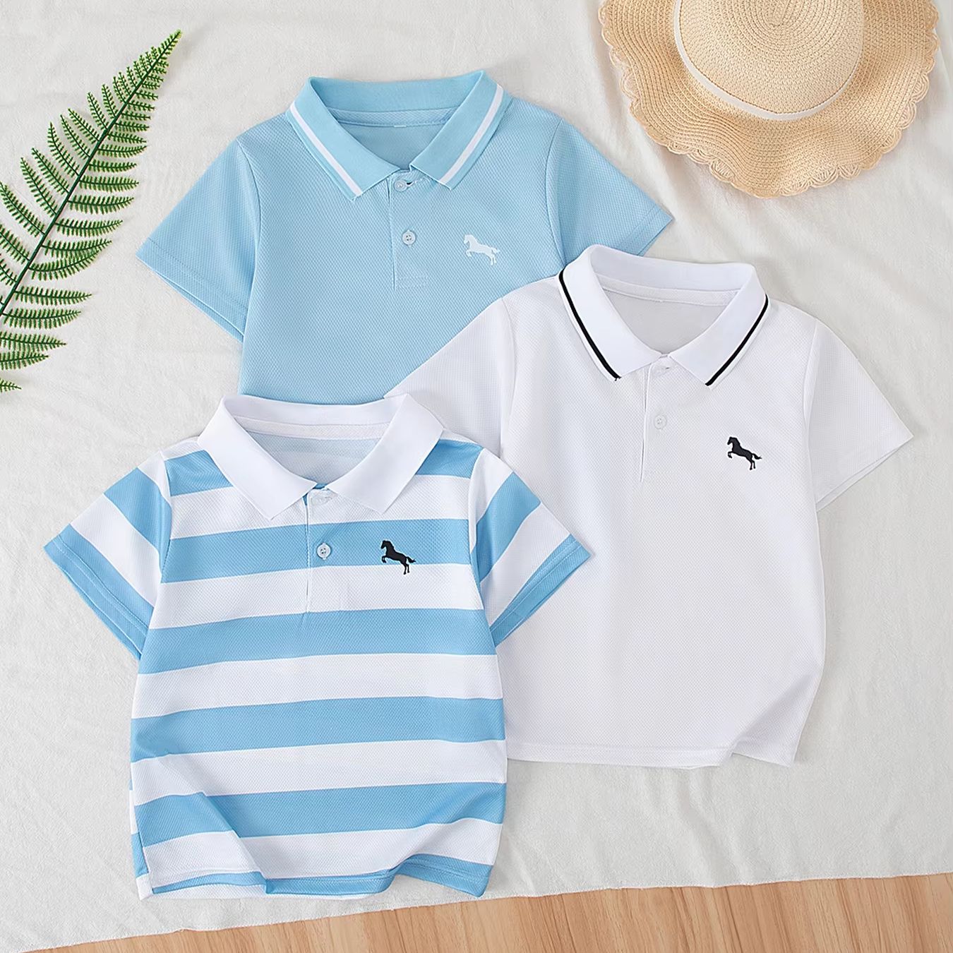 3-piece Set Of Children's Summer Fresh Combination Polo Shirt For Boys And Girls Versatile And Handsome Short Sleeved Lapel T-sh