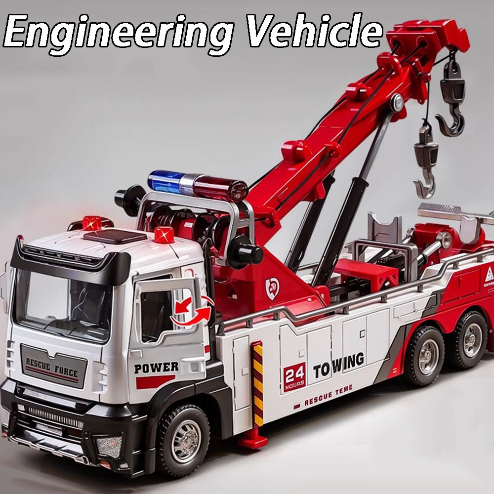 1:32 modelo de carro brinquedos duplo gancho limpeza veículos metal diecast portas abertas puxar para trás som luz caminhões engenharia para crianças