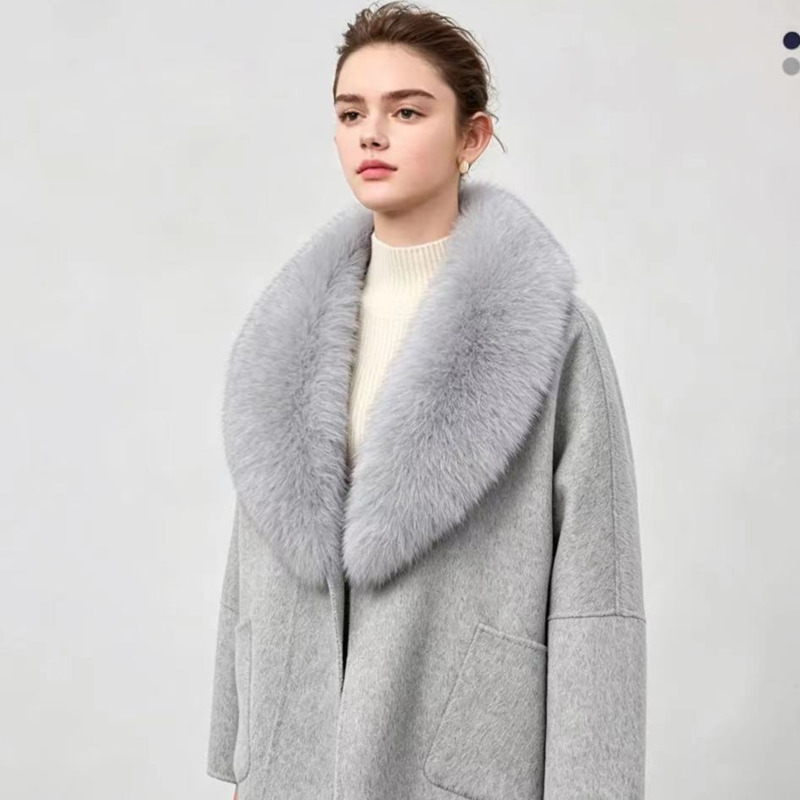 Vosbontkraag Echt bontjas kraag Mode Grote maat Wraps Nekwarmer Natuurlijk bont Bont met capuchon Bontdecor Luxe harige sjaal Dames