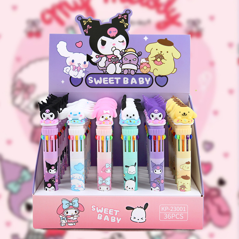 Sanrio długopis z kreskówek 18/36 sztuk Kuromi Hello Kitty Cinnamoroll 10 kolorów 0.7 uczeń artykuły papiernicze Draw Wrirte Mark Pen