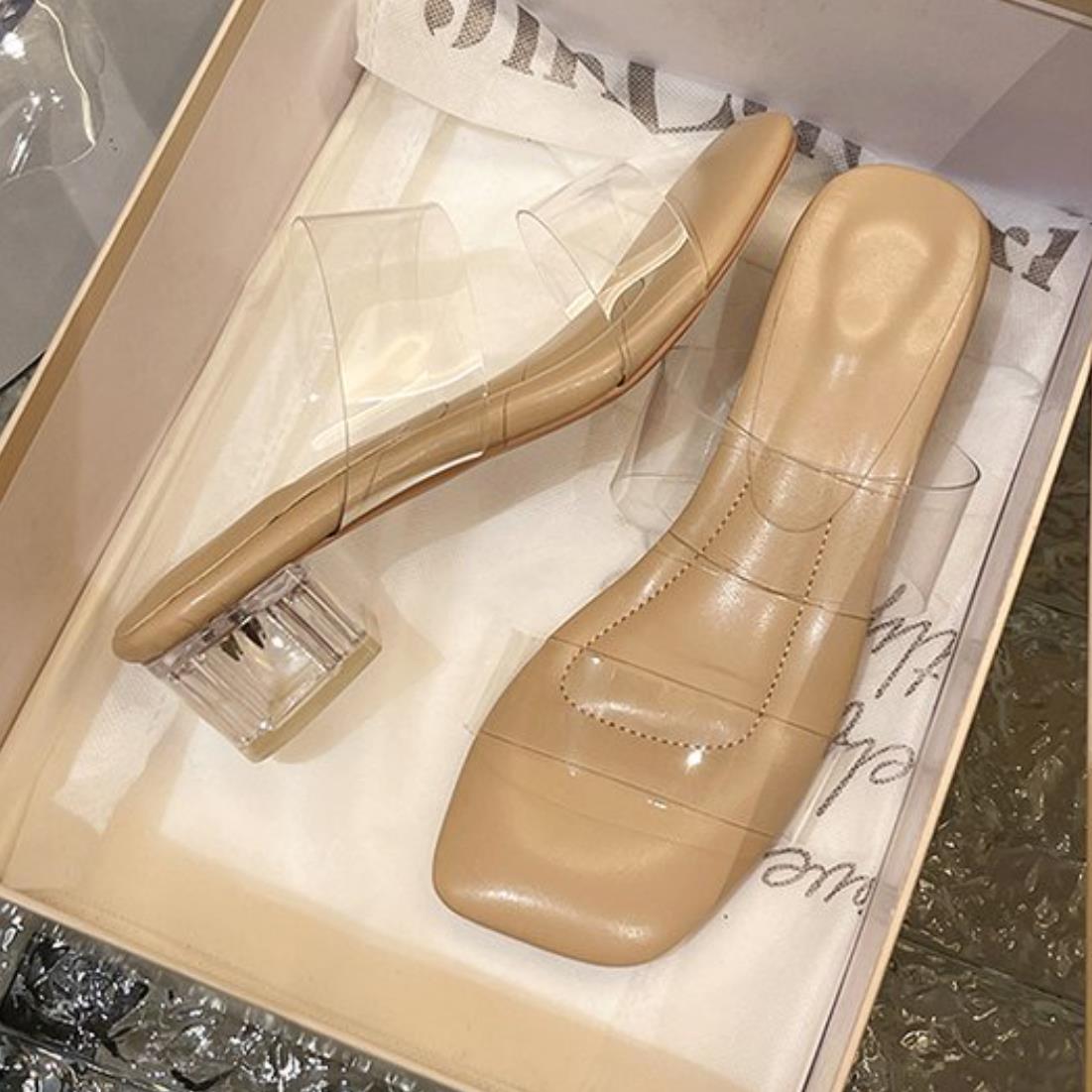 Sandalias de tacón de verano para mujer, zapatillas de gelatina de PVC con punta abierta, tacones altos, zapatillas de metacrilato transparente, zapatos de tacón, sandalias transparentes
