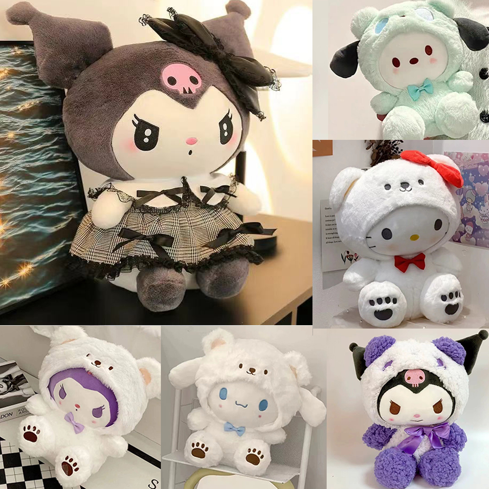 Новая плюшевая игрушка Sanrio 2026 года, 25 см, в стиле Каваи: плюшевая кукла-собачка Куроми в наряде, мягкая игрушка-животное, подарок на день рождения