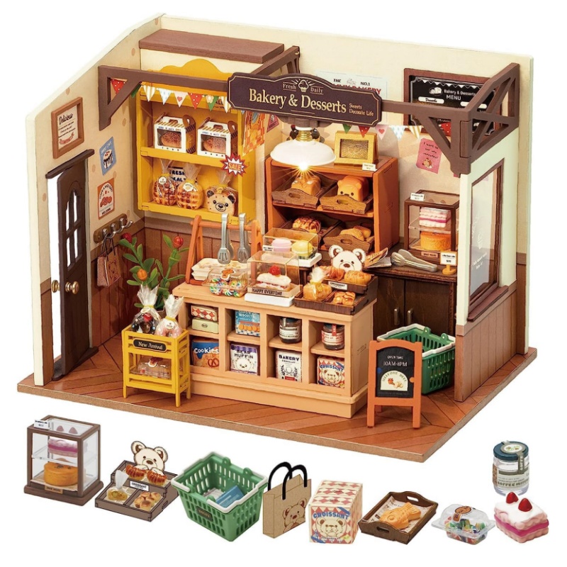 Robotime Rolife Beckas Backhaus 3D-Puzzle DIY Miniatur-Puppenhaus-Set, tolles Geschenk für Kinder DG161
