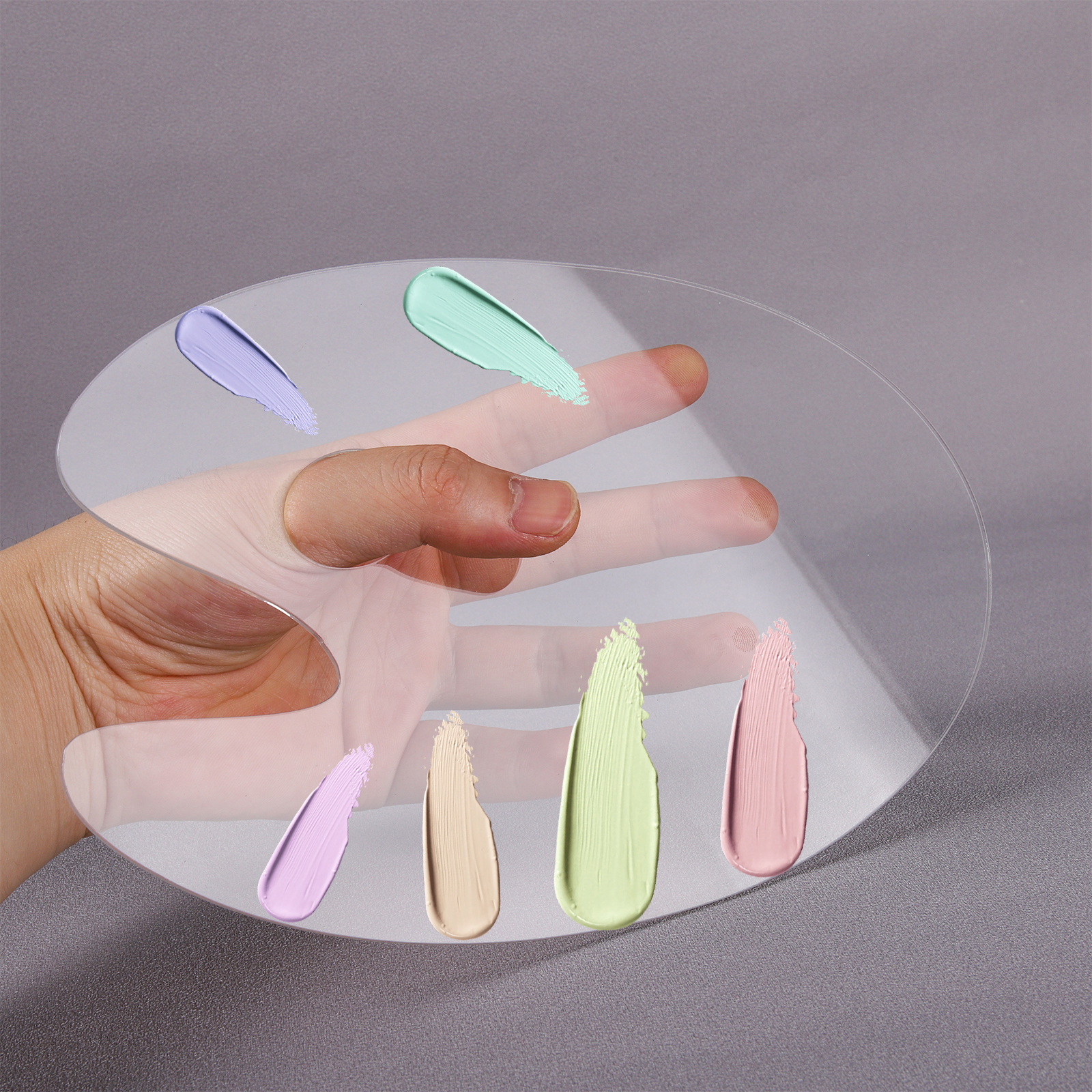 Paleta acrílica transparente, pintura al óleo artística, bandeja de mezcla de pigmentos de clasificación de colores Gouache, herramienta de artista de paleta mezclada de colores de mano