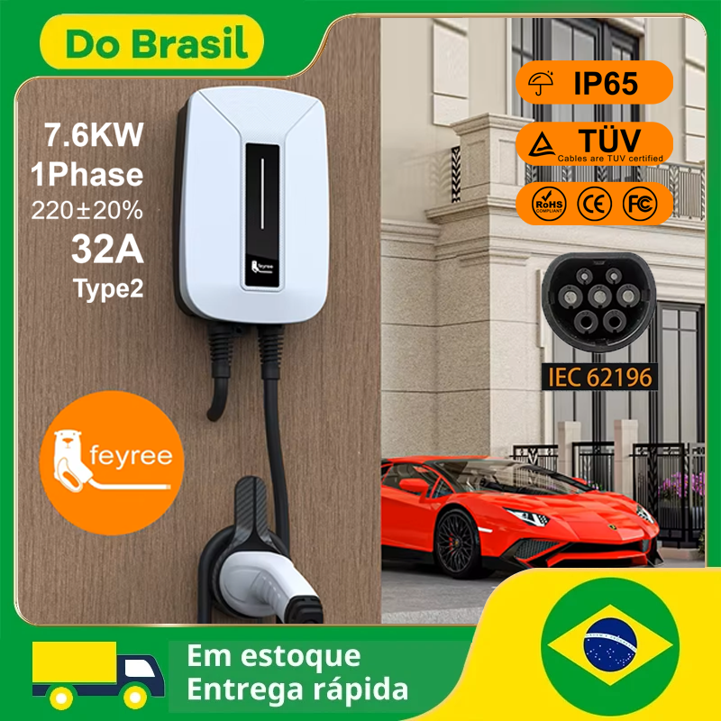 feyree EVSE ウォールボックス EV 充電器 Type2 32A 7KW 1 相 IEC62196-2 プラグ電気自動車充電ステーション車の充電器 5 メートルケーブル