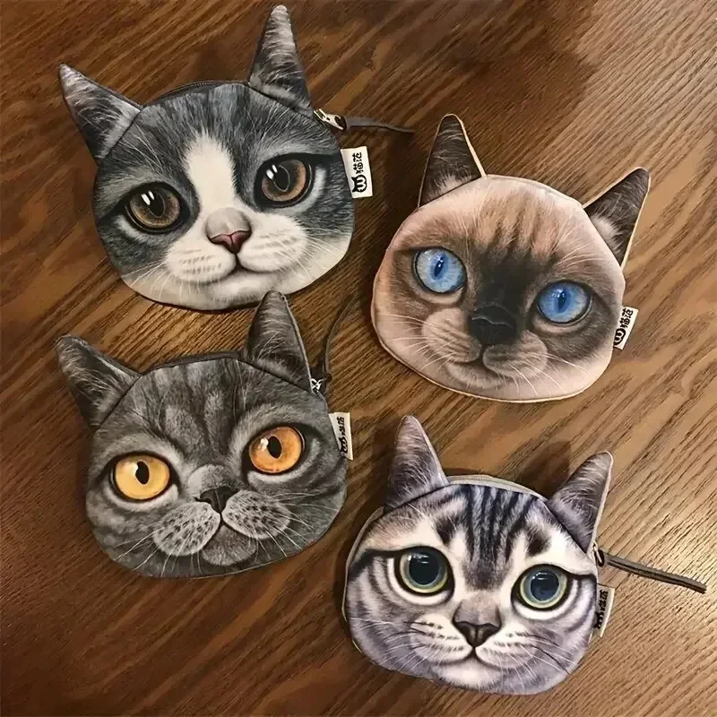 Monedero de peluche de gato de dibujos animados lindo, monedero de gato Animal, bolso dulce, bolsa de almacenamiento divertida para aperitivos