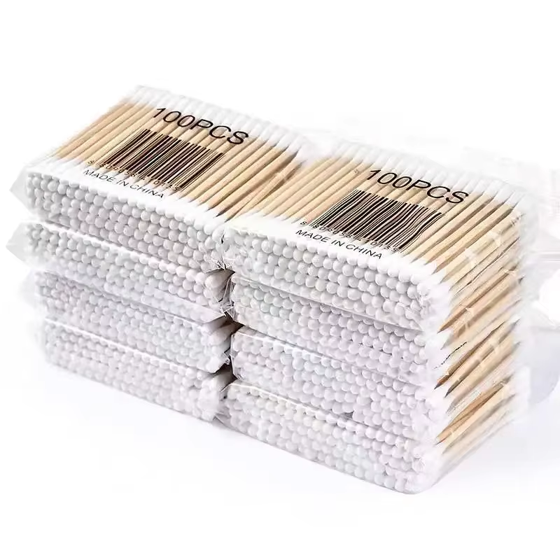 100 hisopos de algodón desechables de doble punta para limpieza de oídos y eliminación de maquillaje