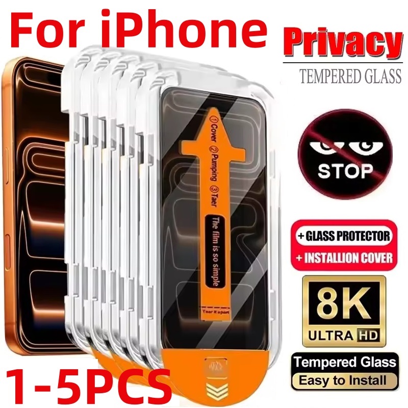 1-5 uds revestimiento oleofóbico sin polvo fácil instalación Protector de pantalla de privacidad para iPhone 16 15 14 13 12 11 17ProMax XR 16 Plus