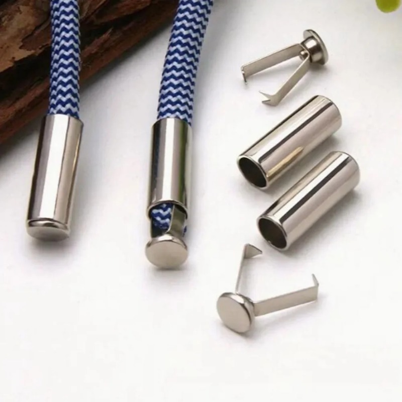 20 Sets Metal Rope Ends Stopper Button Cord End Lock Cap Hanging Bell Buckle DIY Bag Shoes Garment Lanyard Tools Accessories