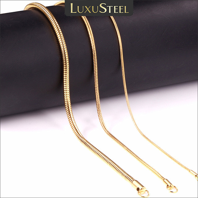LUXUSTEEL1MM/2 มม./3 มม.รอบสร้อยคอสร้อยคองูสําหรับหญิงชายสแตนเลสสตีล Herringbone Choker แฟชั่นเครื่องประดับของขวัญ