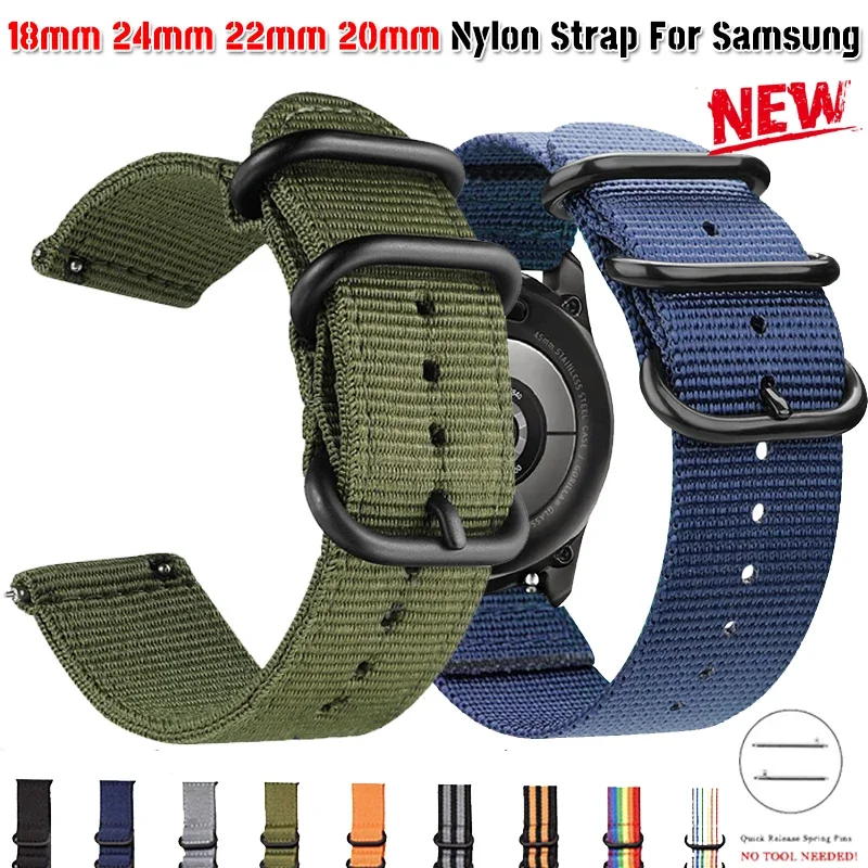 Correa de nailon de 18, 22, 20 y 24mm para Samsung Galaxy 5, 4 Pro 3, para Amazfit GTR, GTS, Huawei GT2, pulsera deportiva tejida para reloj inteligente