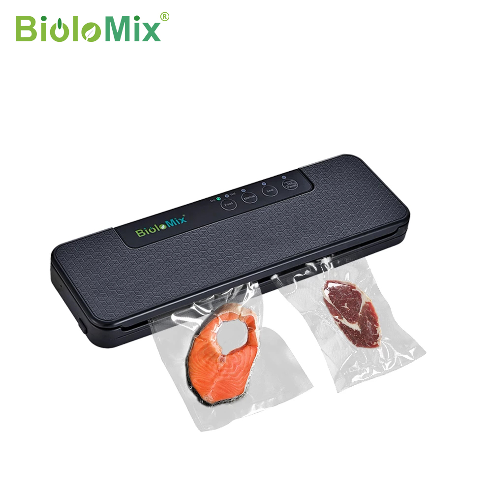 BioloMix Automatyczna pakowarka próżniowa do żywności, do pakowania na sucho i na mokro, z 10 darmowymi workami do Sous Vide, biało-czarna W230