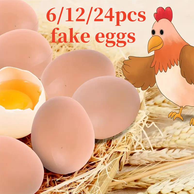 6/12/24 pçs ovos de plástico casa de frango pequenos ovos falsos fazenda animal suprimentos gaiolas acessórios guia ninho de frango pintura de ovo