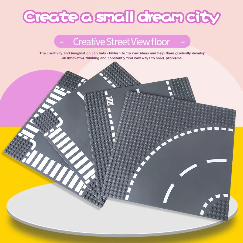 Plaque de Base 32x32, ensembles de blocs de Construction, vue sur la ville, figurines de route, jouets de Construction, briques à points, plaques de Base en plastique pour enfants