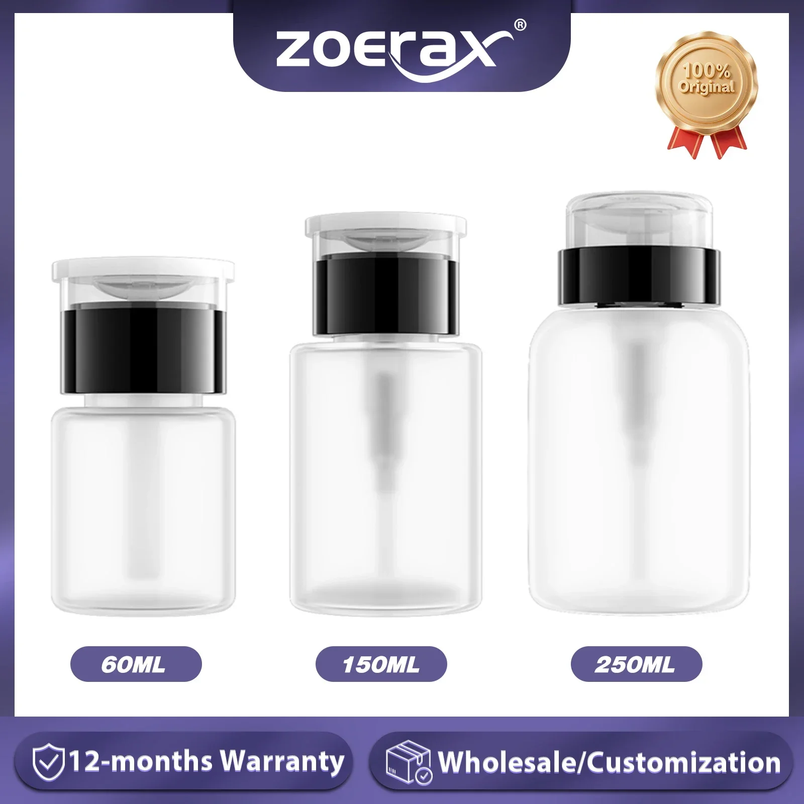 Пустые бутылки для алкоголя ZoeRax 60/150/250 мл, многоразовые бутылки с помповым дозатором, прозрачные диспенсеры для жидкостей, инструмент для очистки (безалкогольные)