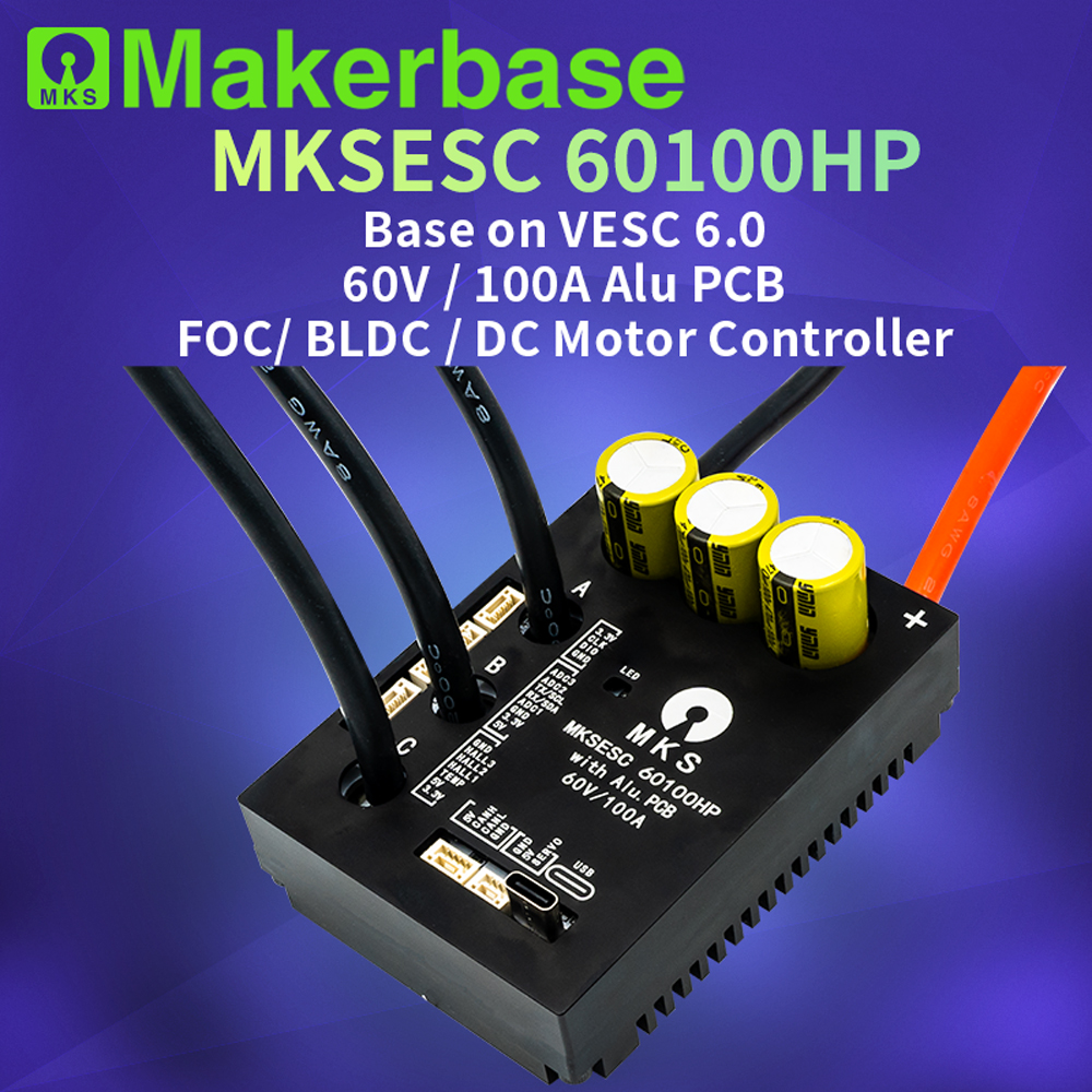 Makerbase VESC 60100 V2 60 V 100 A Hochstrom mit Alu-Leiterplatte basierend auf VESC für E-Foil Fight Robot Surfboard AGV-Roboter