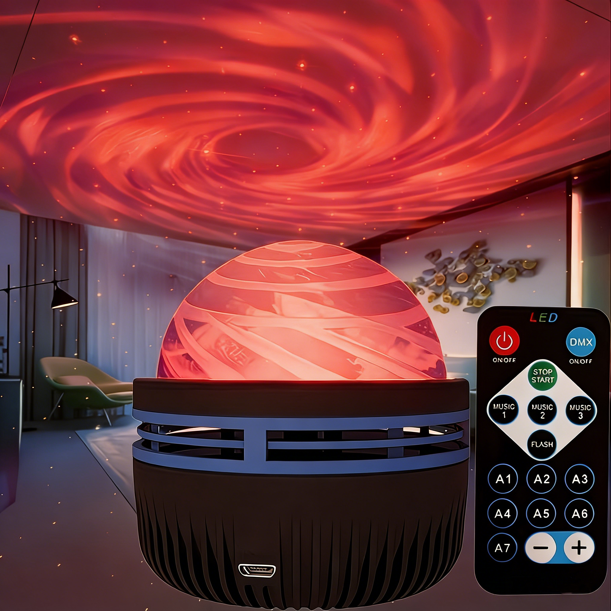 Aurora Borealis Sternenhimmel-Projektor LED Galaxie-Sternprojektor Elektronische Beleuchtung mit Fernbedienung 7 Lichteffekte Partydekoration