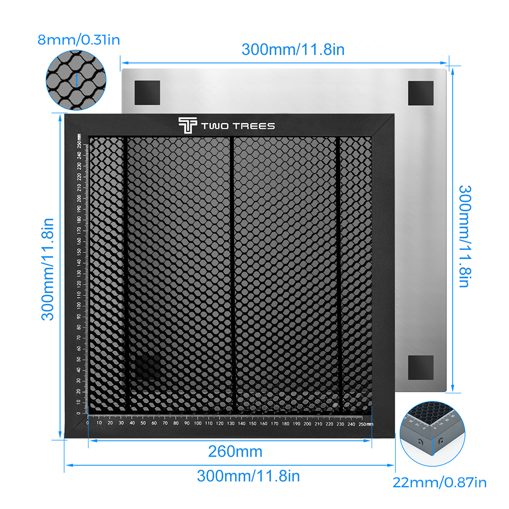 Mesa de trabalho do favo de mel das peças do encaixe do laser para máquina de corte de CO2 / gravador a laser TT-5.5S 320x220 / 300x300 / 400x400 / 430x400mm