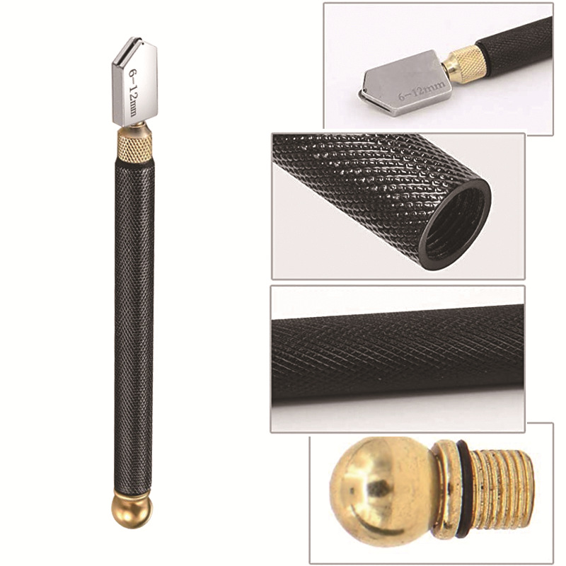 Cortador de vidrio de mano profesional, herramientas de corte de espejo de azulejo de vidrio, herramienta de mano con gotero de aceite, juego de cortador de vidrio, 2-20mm, 1 Juego