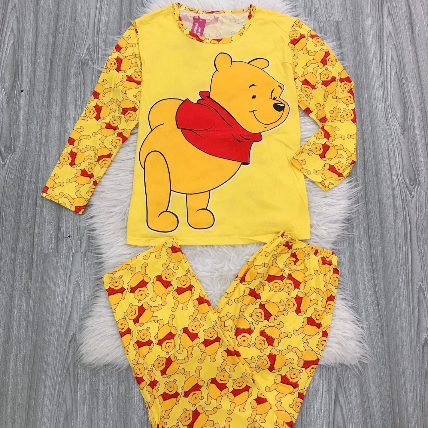Potdemiel Winnie The Pooh Pyjama Cartoon Adult Kids T-shirt à manches longues et pantalon large pour la famille, été, séchage rapide, doux et élégant