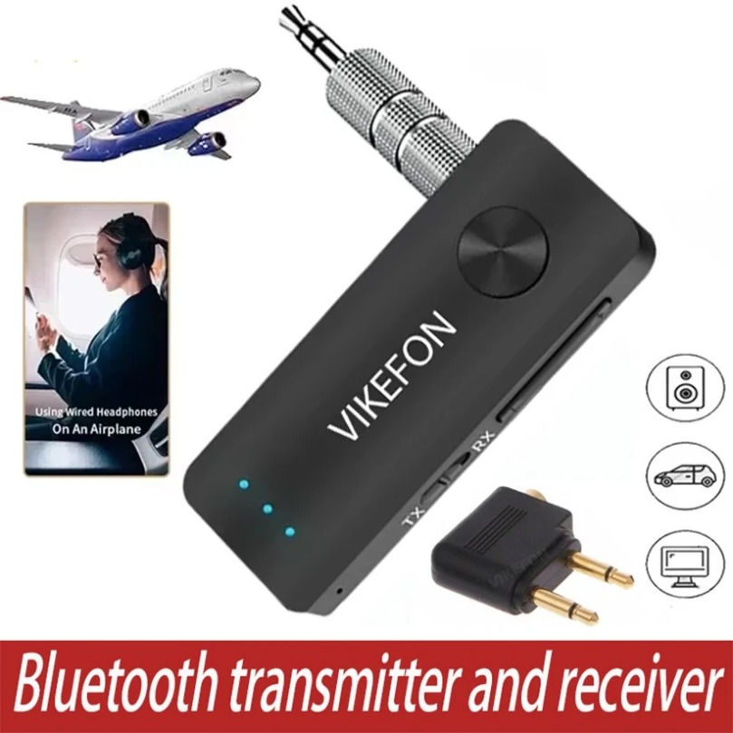 2-in-1 Bluetooth 5.4 Audio-Empfänger und -Sender, HiFi-Stereo-Wireless-Adapter mit 3,5-mm-AUX und Mikrofon für Auto, Flugzeug, TV, PC, Lautsprecher