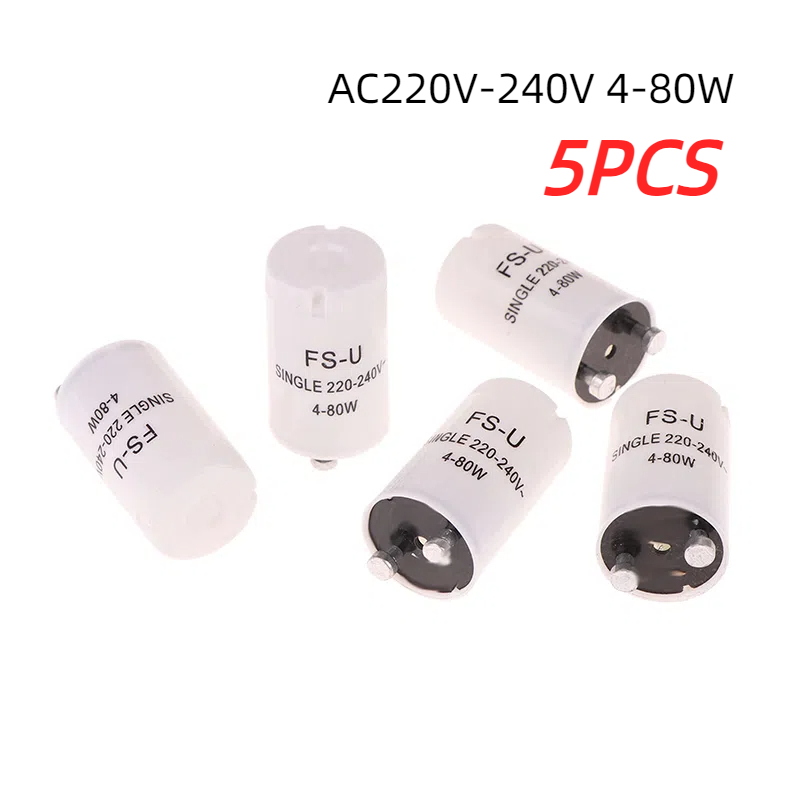 5 peças de luz fluorescente starters AC220V-240V 4-80w tubo fluorescente fusível starter ce rohs fusível starter