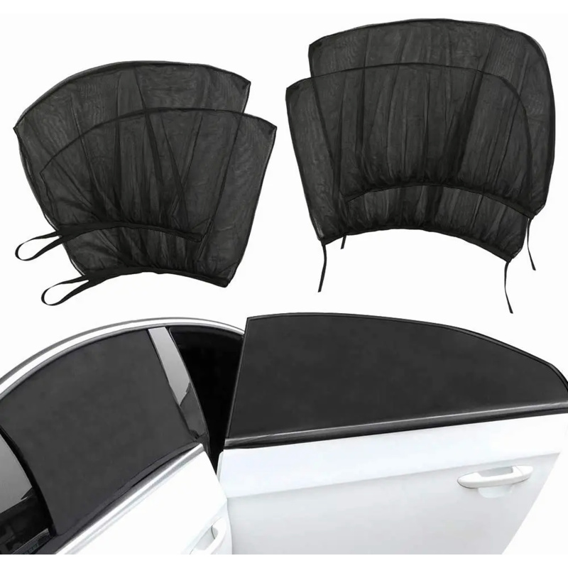 Moustiquaire Anti-UV pour Porte et Fenêtre Avant et Arrière de Voiture, Couverture de Phare, Ombrage en Maille, Accessoire de Camping pour Bébé et Enfant, 2 ou 4 Pièces