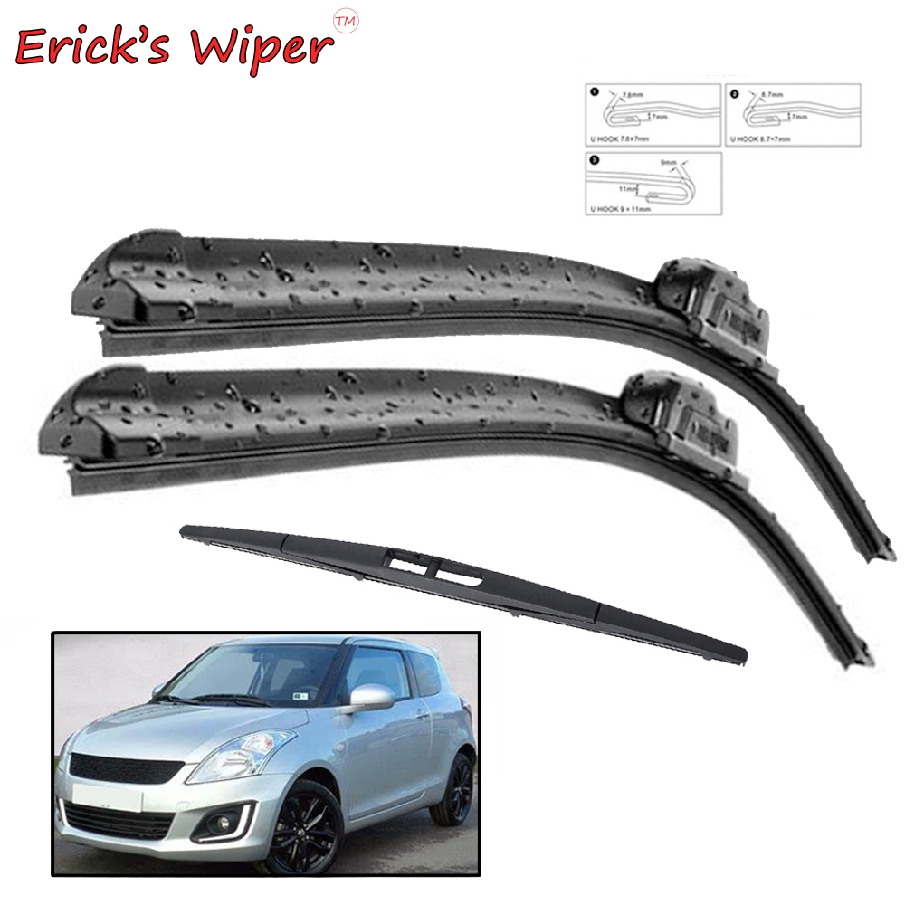 Erick's Wiper Front- und Heckwischerblätter-Set für Suzuki Swift Schrägheck 2010–2017, Windschutzscheibe, Windschutzscheibe, Fenster, 21 Zoll + 18 Zoll + 10 Zoll