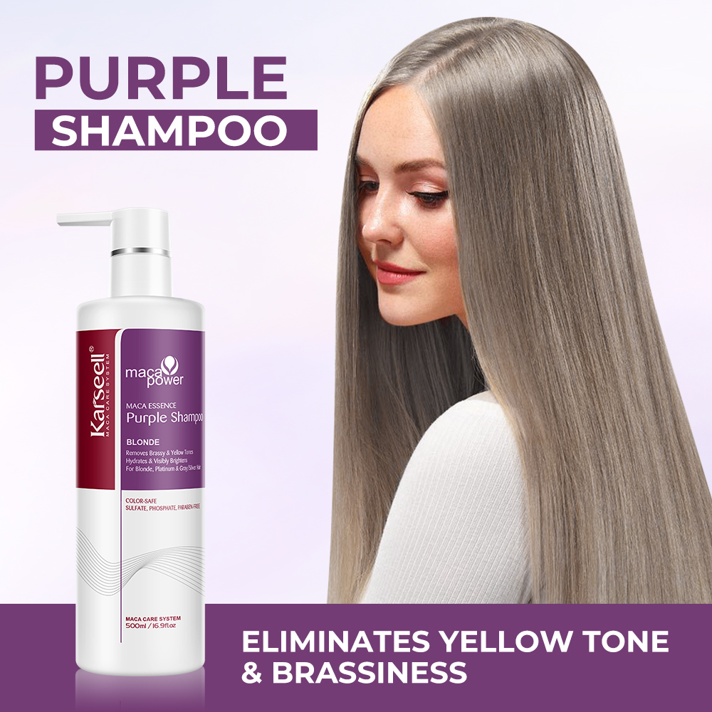 Karseell Purple Shampoo Neutralizes Brass & Yellow Tones Color-Correcting Shampoo For Blonde Silver Gray Highlighted Hair