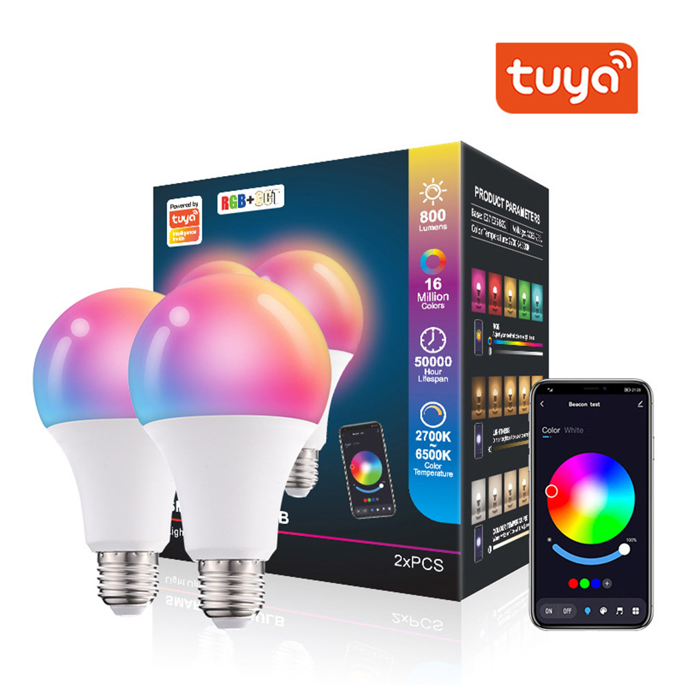 WiFi RGB Smart LED Glühbirne, E27/B22 10W Tuya RGB Farblampe, Smart Bulb Alexa Glühbirnen WiFi Glühbirnen, für Alexa, Google Home