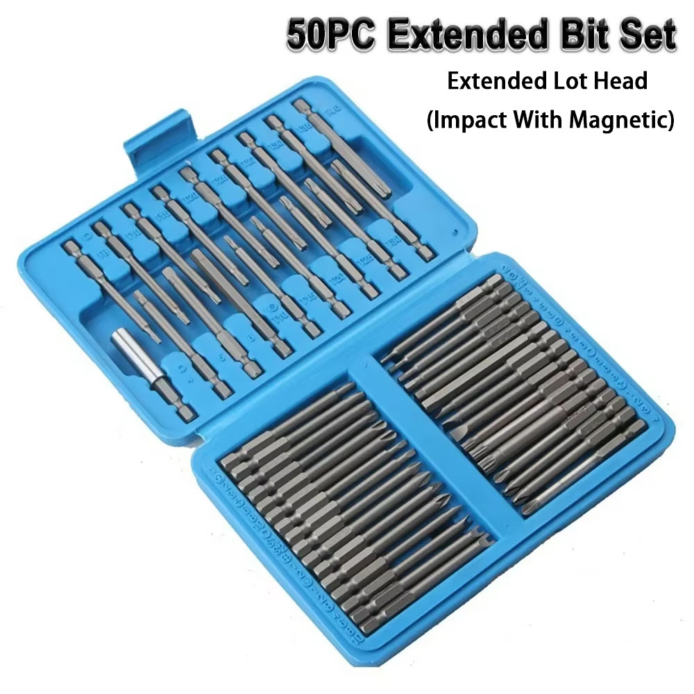 Juego de puntas de destornillador magnético Extra largo, 50/36 Uds., 75mm, cabezal de seguridad, Kit de puntas de destornillador 1/4, juego de puntas Torx Star Hex Spline Bit