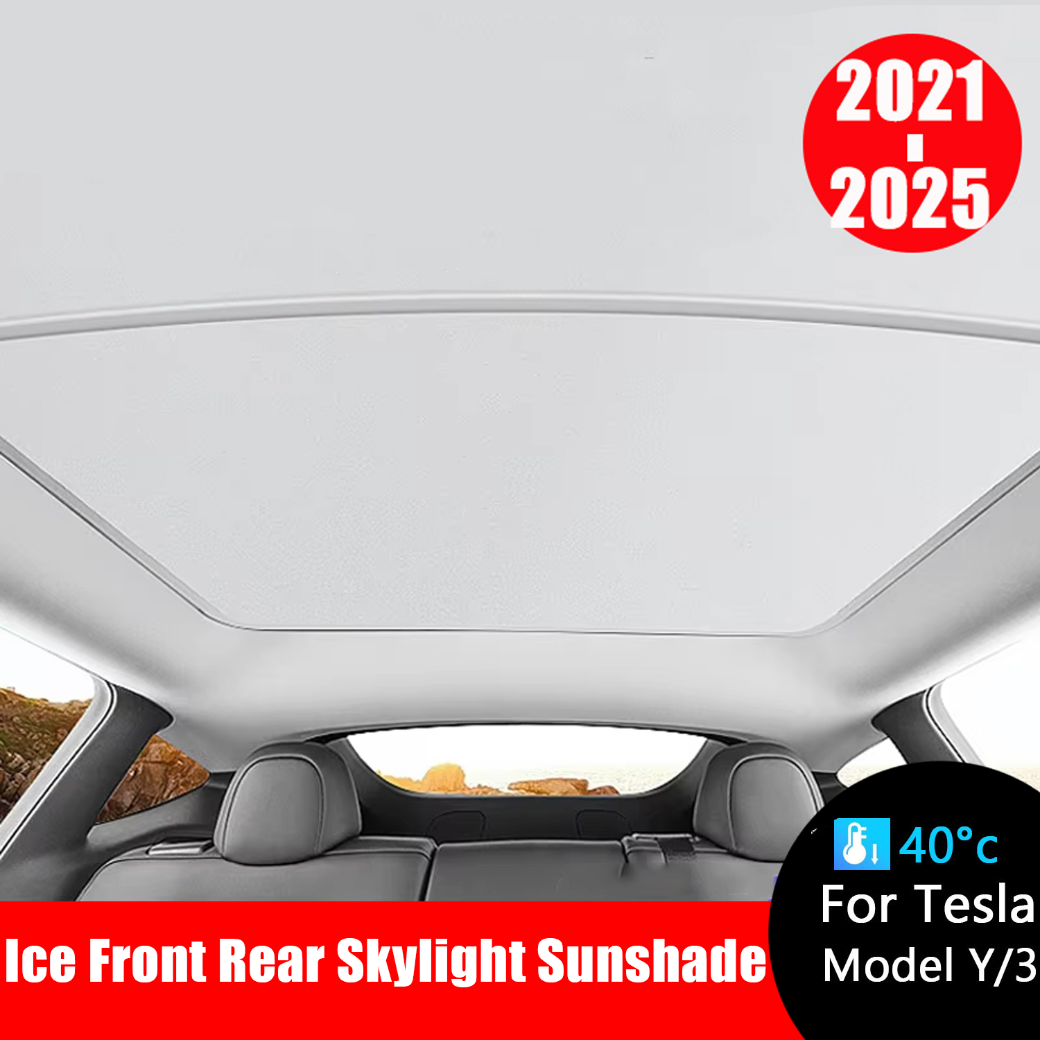 For Tesla Model 3 Y 2021-2025 New Upgrade Ice Cloth Buckle Sun Shades Glass Roof Sunshade Front Rear Sunroof Skylight