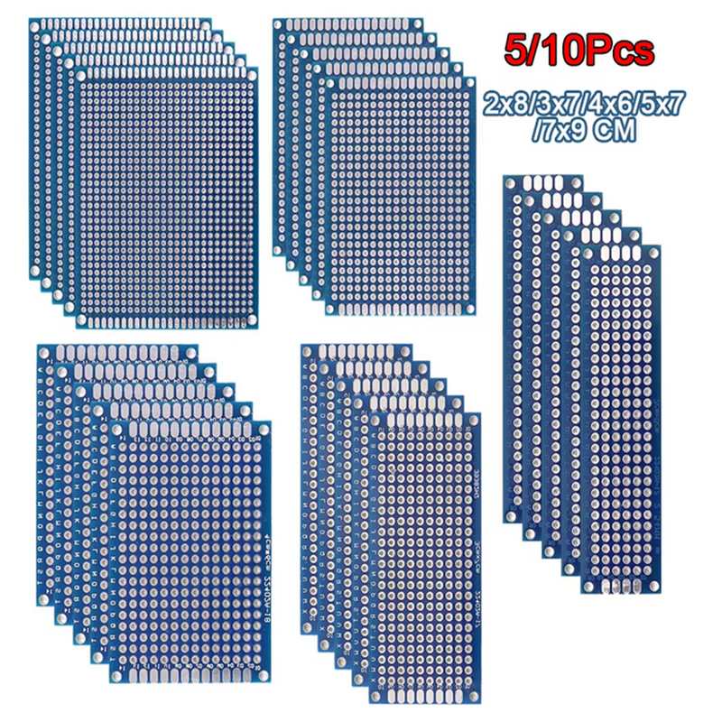 5/10 個 PCB ボードプロトタイプボードブルー 2x8/3x7/4x6/5x7/7x9cm 両面回路基板 DIY はんだ付けプロジェクト